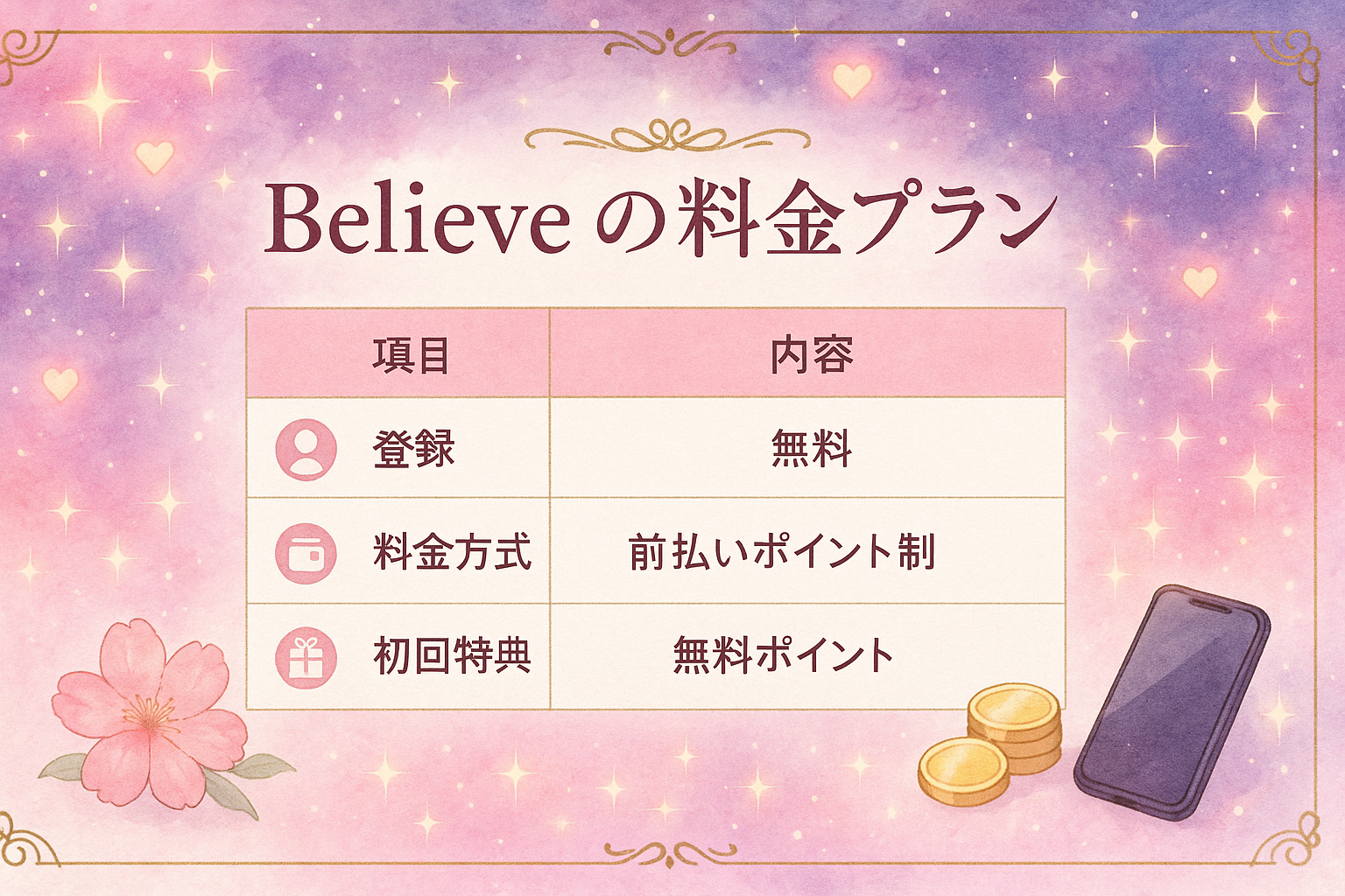 チャット占いBelieve（ビリーブ）の料金プラン