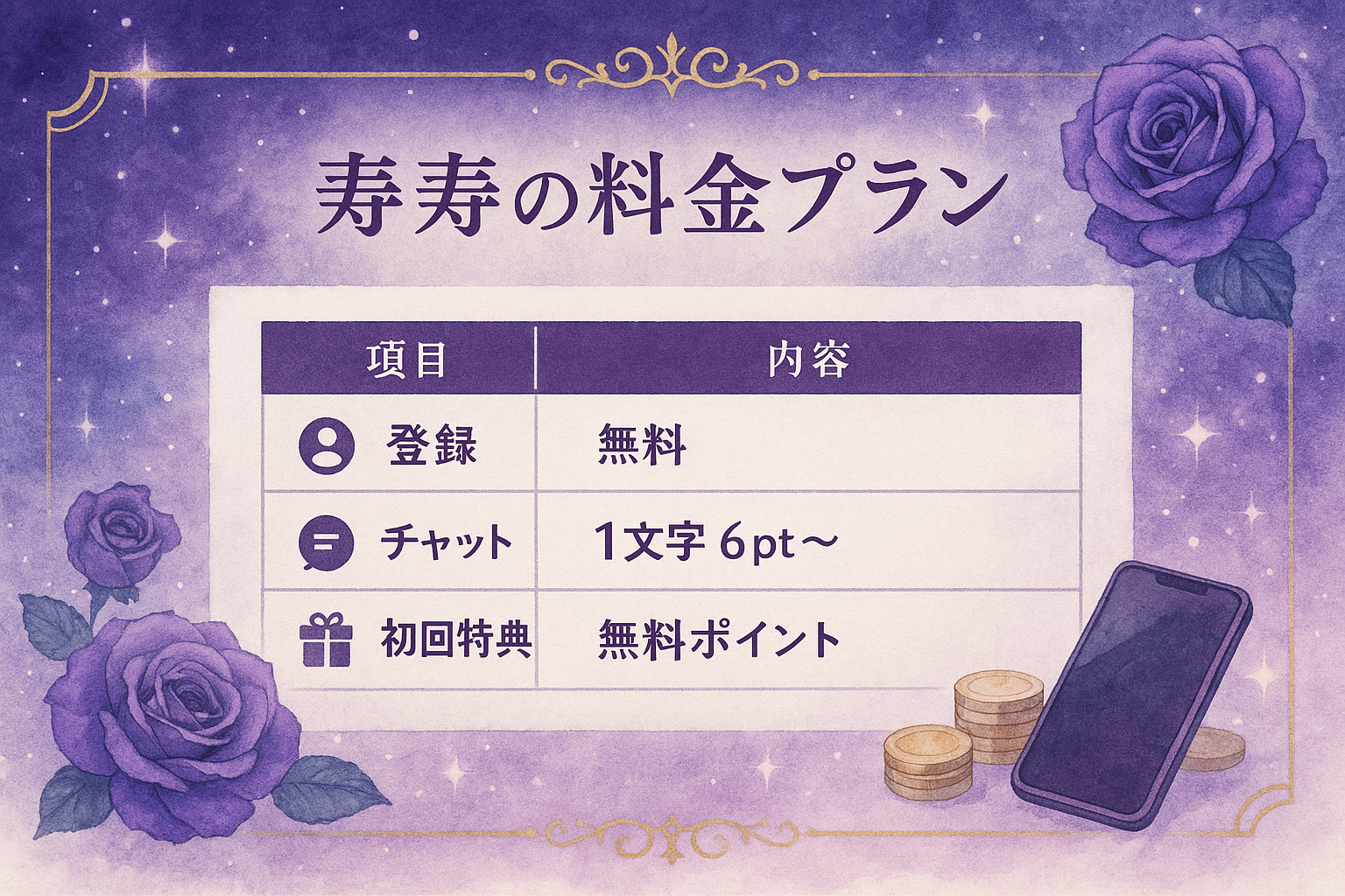 チャット占い寿寿(JUJU)の料金プラン