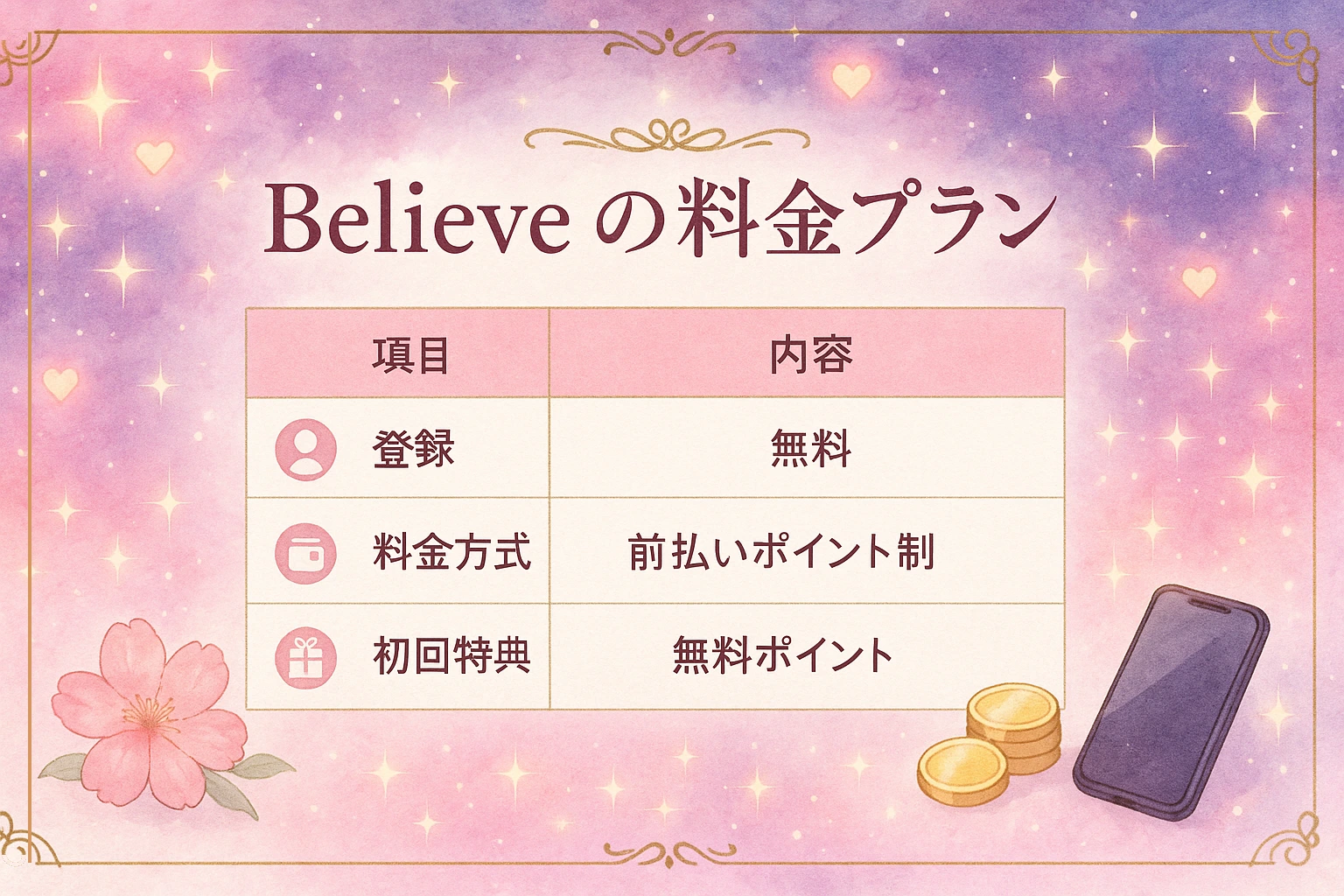 チャット占いBelieve(ビリーブ)の料金プラン