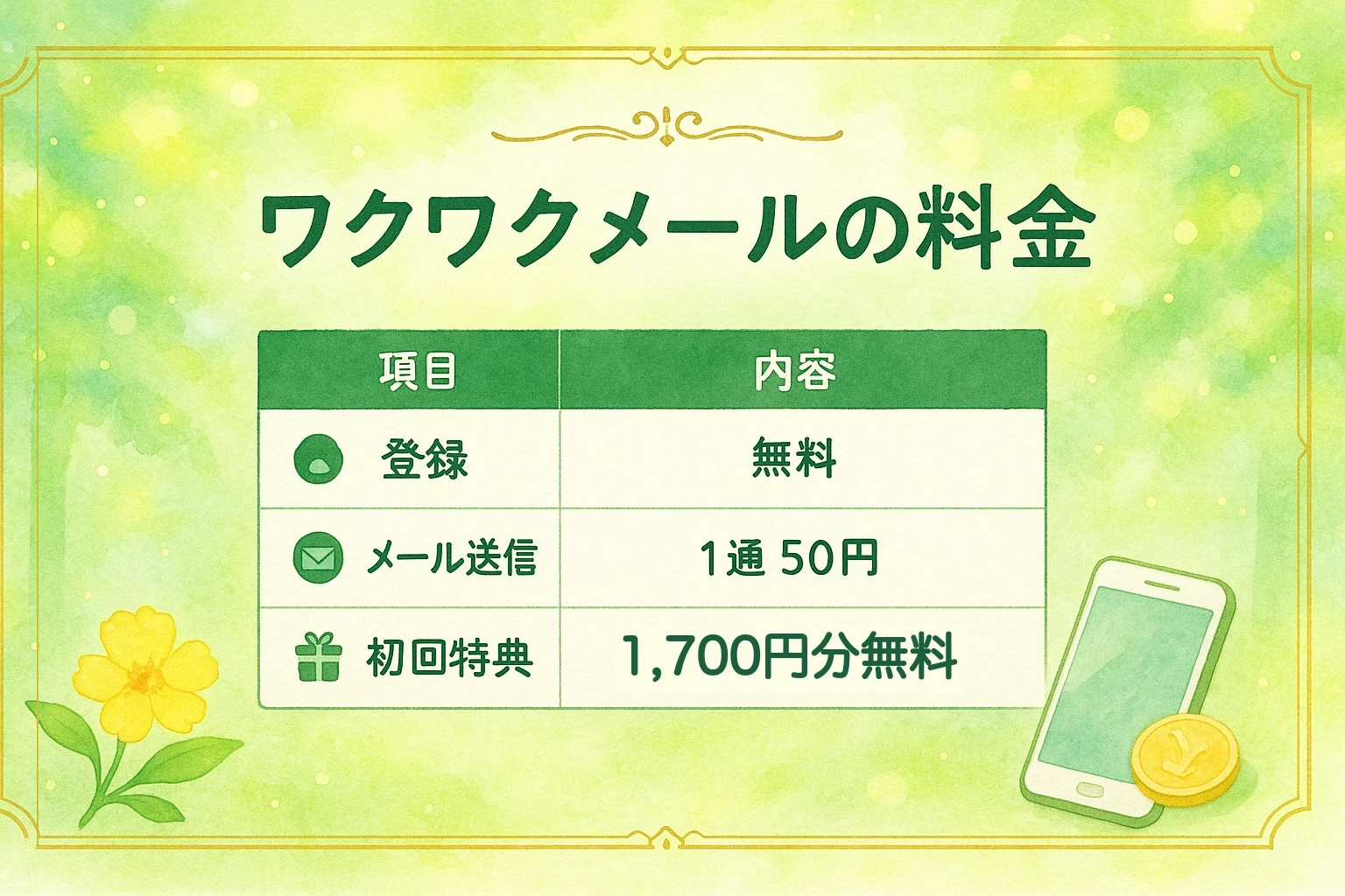 ワクワクメールの料金プラン